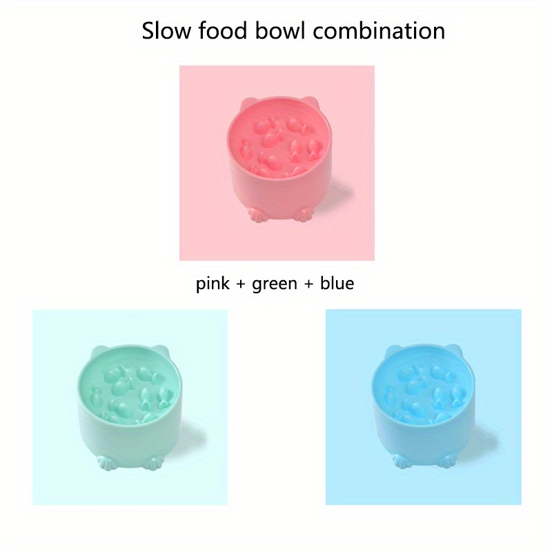 Slow-feeding bowl for cats and dogs, with a neck shield to prevent choking.