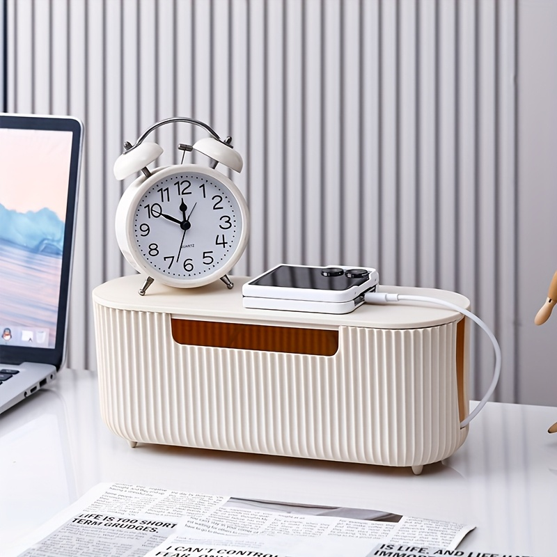 One frosted white storage box, suitable for power outlets.