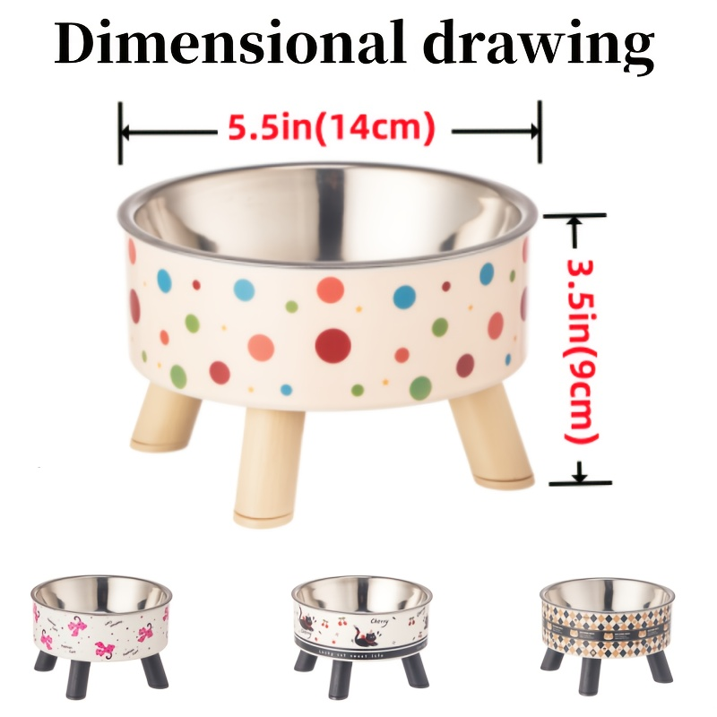 Stainless steel feeder with non-slip base, 13.5 oz. Suitable for cats and small dogs.