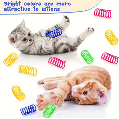 20pcs Cat Spring Toy Colorful Plastic Interactive Toys For Kittens Pet Accessories