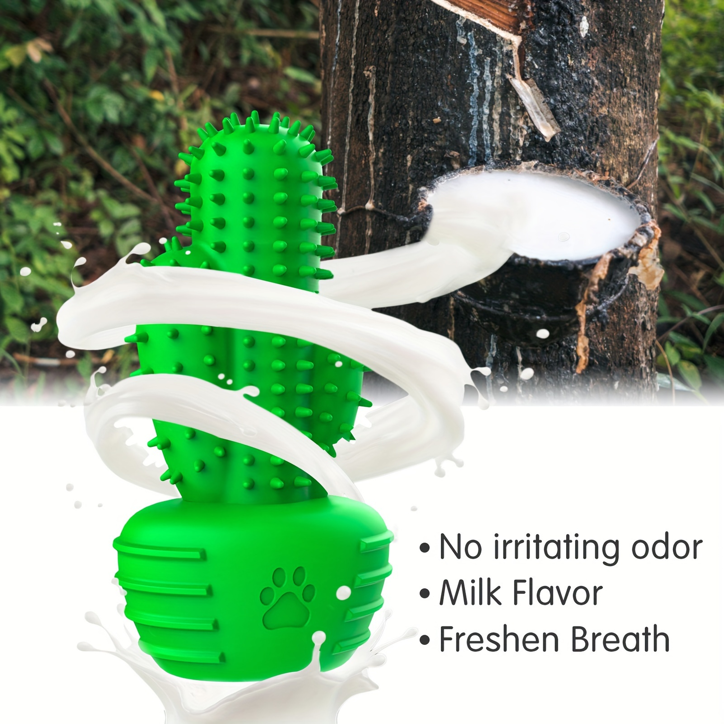 Durable rubber cactus-shaped dog chew toy, suitable for all dog breeds.