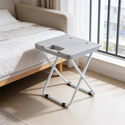 Outdoor camping folding chair, plastic picnic stool, foldable iron leg stool