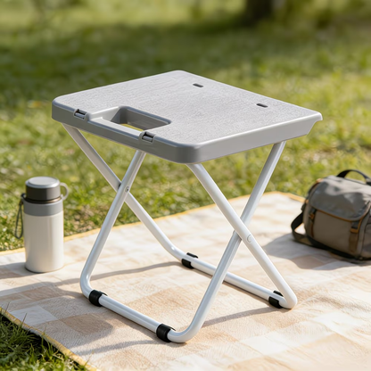 Outdoor camping folding chair, plastic picnic stool, foldable iron leg stool