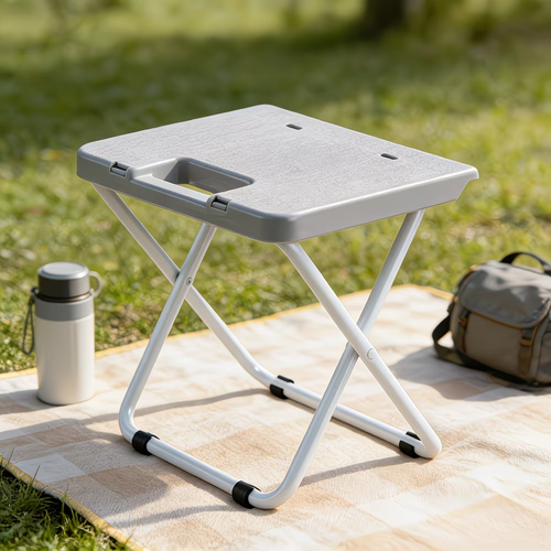 Outdoor camping folding chair, plastic picnic stool, foldable iron leg stool