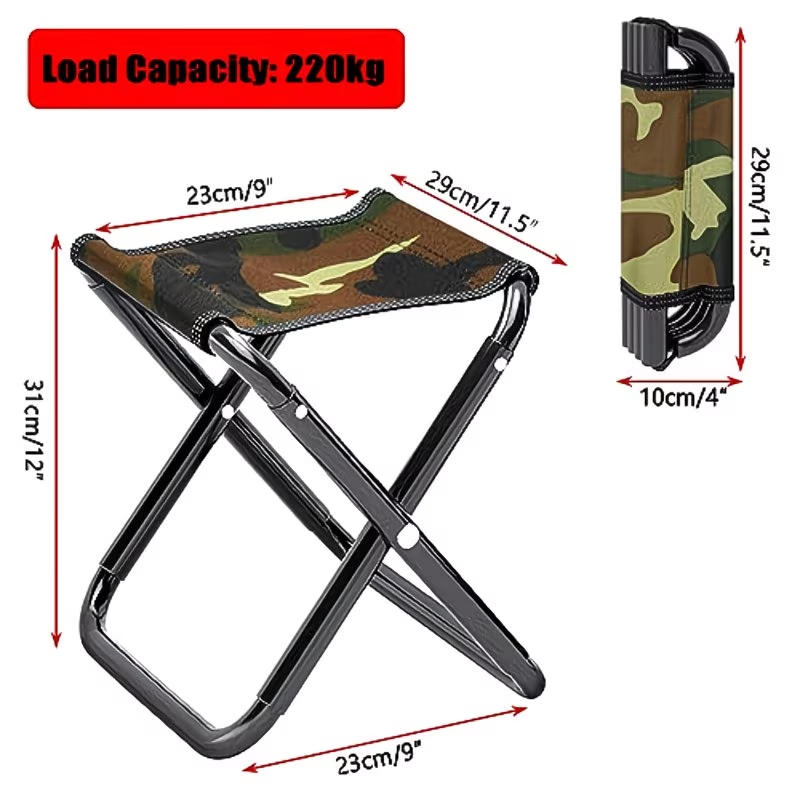 Camouflage Camping Stool | Folding Lightweight Portable Iron Stool, Small Folding Chair