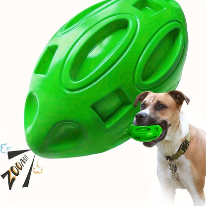 1 durable, chewable rubber dog chew ball with a sound-producing mechanism