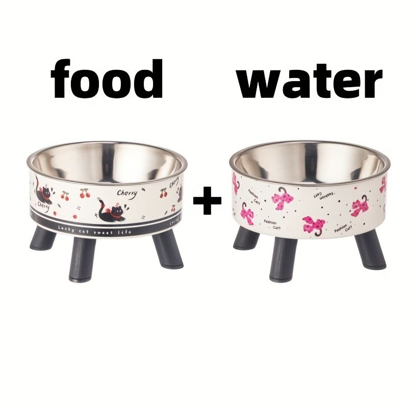 Stainless steel feeder with non-slip base, 13.5 oz. Suitable for cats and small dogs.
