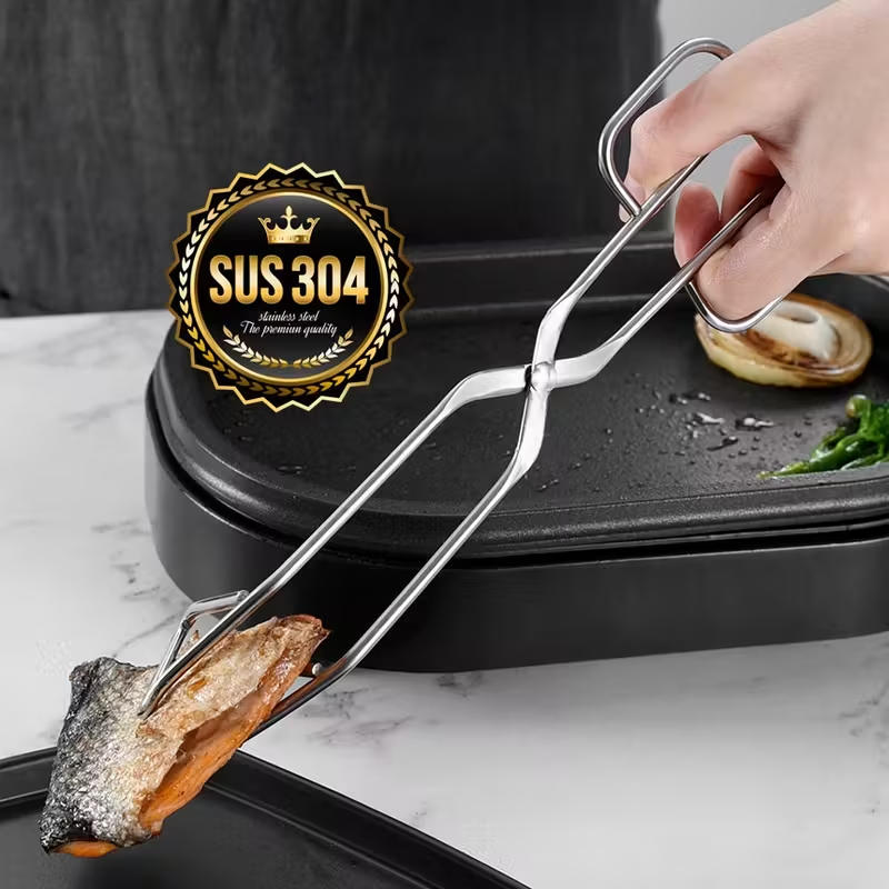 SUS304 stainless steel scissors and pliers, 1 piece (10 inches), suitable for cooking and grilling.