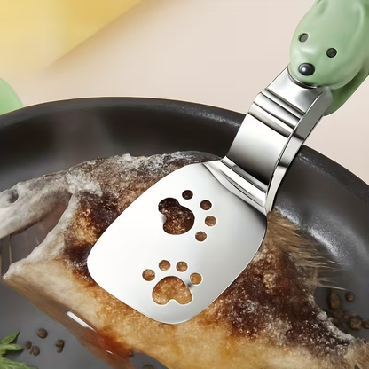 Portable stainless steel fish spatula, can be used as both a tong and a spatula.
