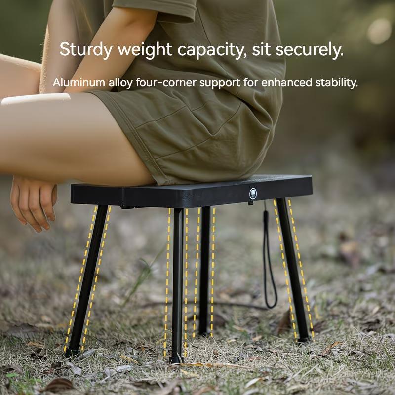 Portable folding stool, suitable for outdoor fishing, camping and home use.