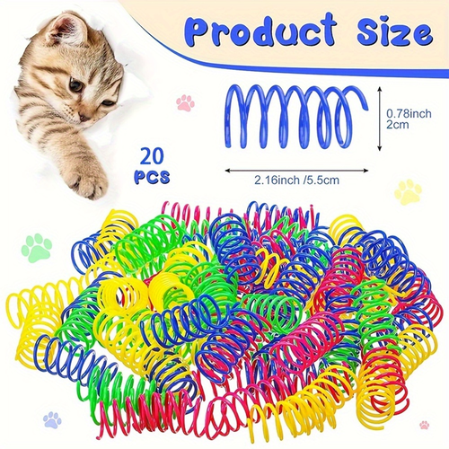 20pcs Cat Spring Toy Colorful Plastic Interactive Toys For Kittens Pet Accessories
