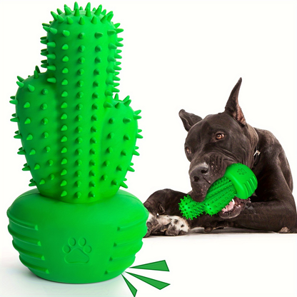 Durable rubber cactus-shaped dog chew toy, suitable for all dog breeds.