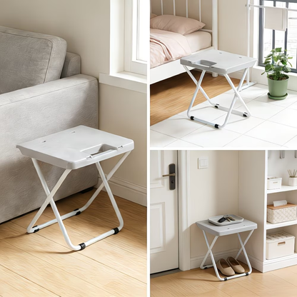 Outdoor camping folding chair, plastic picnic stool, foldable iron leg stool