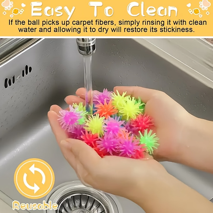 12-pack of interactive cat toy balls with suction cups, made of rubber, no batteries required.