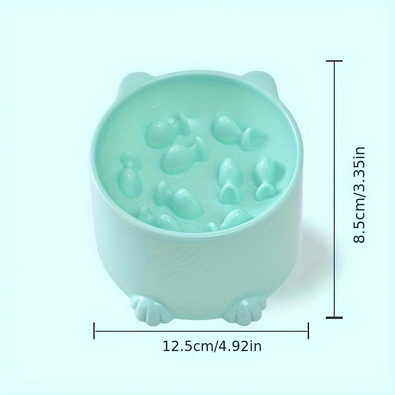 Slow-feeding bowl for cats and dogs, with a neck shield to prevent choking.