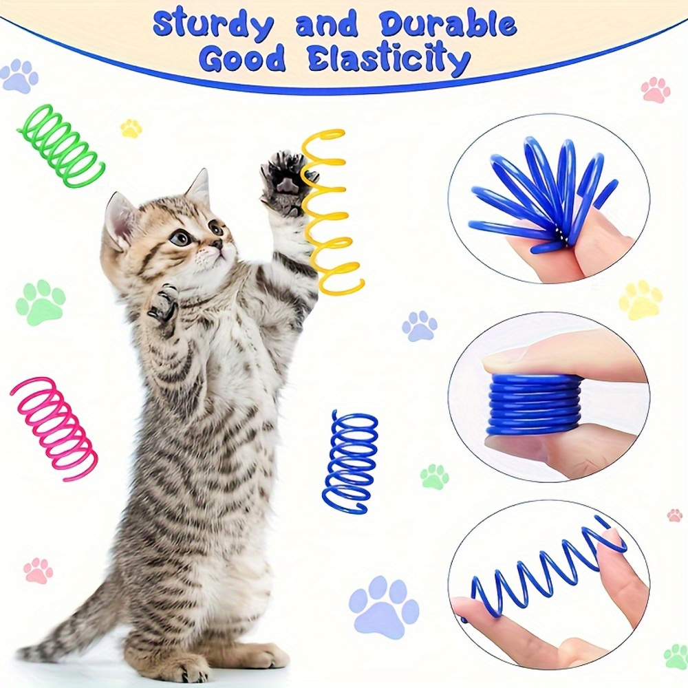 20pcs Cat Spring Toy Colorful Plastic Interactive Toys For Kittens Pet Accessories