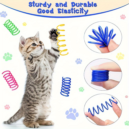 20pcs Cat Spring Toy Colorful Plastic Interactive Toys For Kittens Pet Accessories