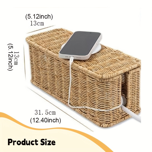 Wicker desktop cable organizer | Durable PVC material | Suitable for TVs, computers, routers, etc.