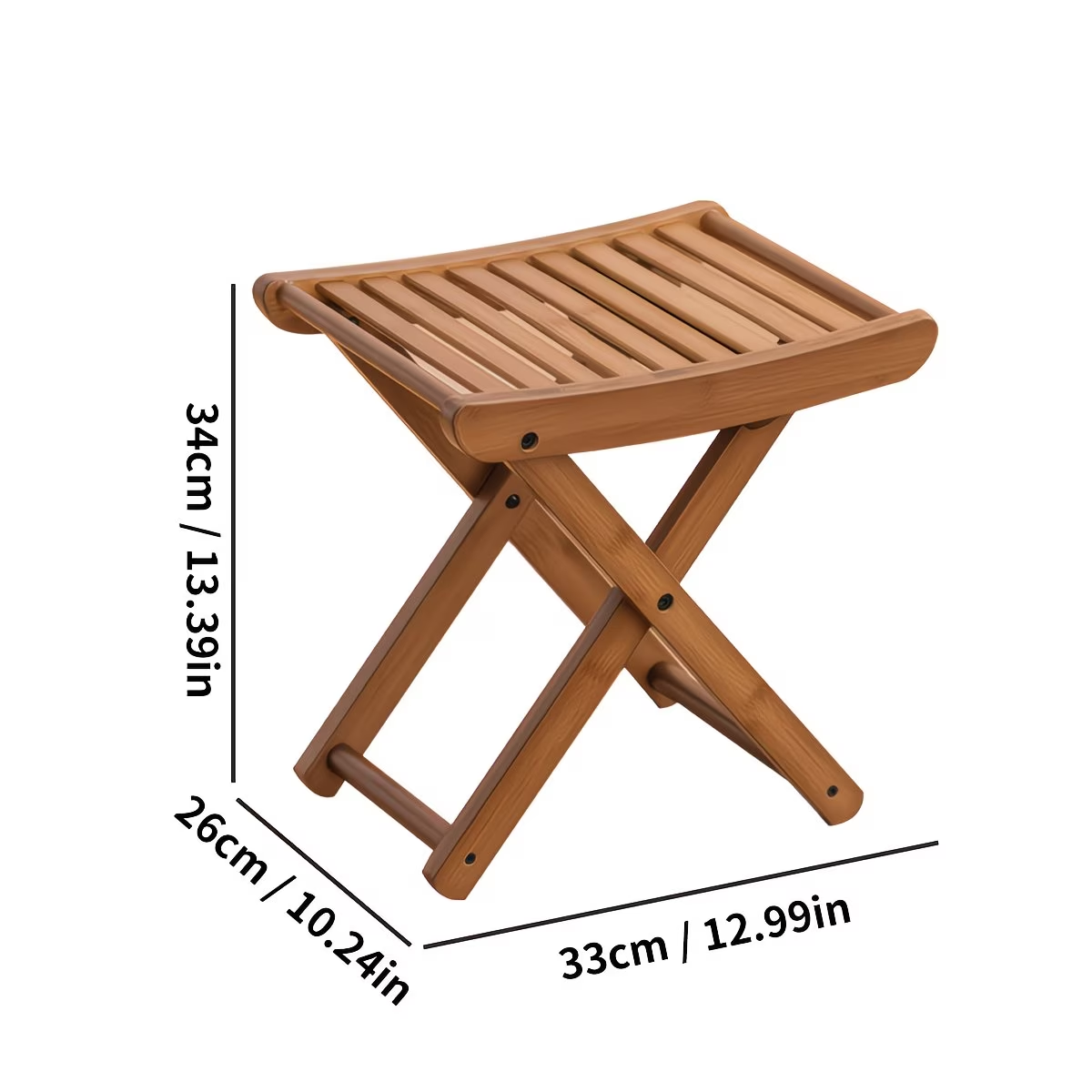 Foldable bamboo shower stool - suitable for showering and as a footrest.