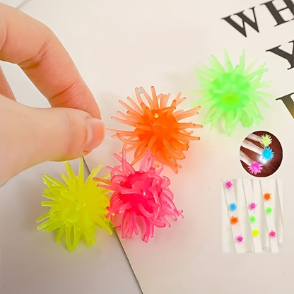 12-pack of interactive cat toy balls with suction cups, made of rubber, no batteries required.