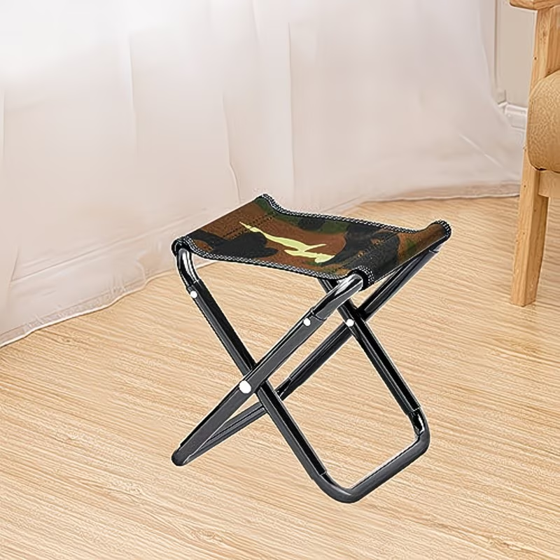Camouflage Camping Stool | Folding Lightweight Portable Iron Stool, Small Folding Chair