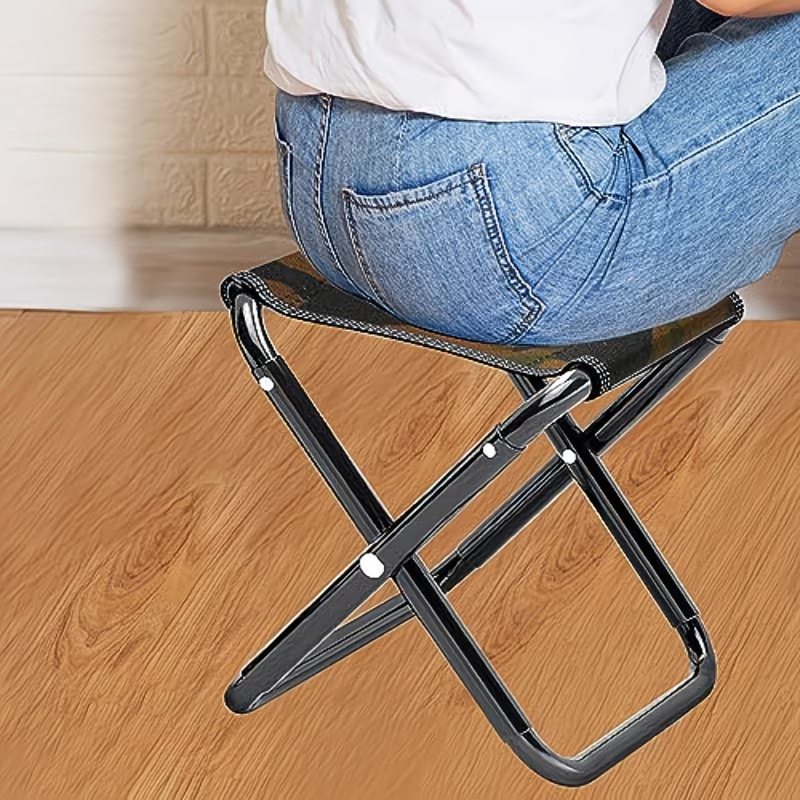 Camouflage Camping Stool | Folding Lightweight Portable Iron Stool, Small Folding Chair