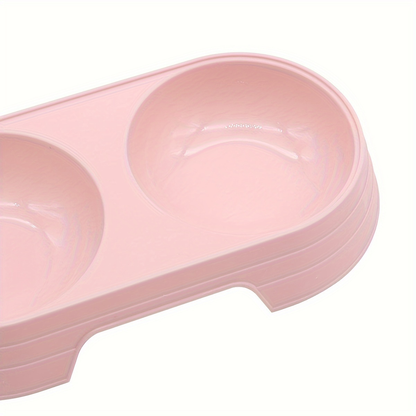 Dual-basin cat feeder - 2-in-1 food and water station, made of durable PP material
