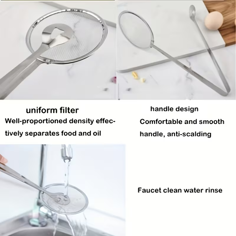 Extended stainless steel oil strainer | Multi-functional non-stick oil pan clamp