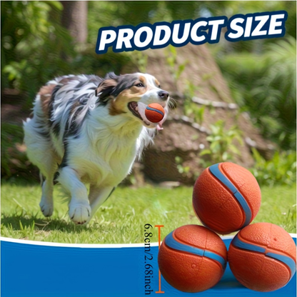 3 Durable Rubber Dog Teething Balls - No Batteries Required