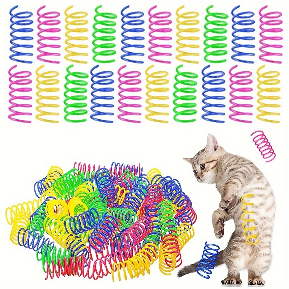 20pcs Cat Spring Toy Colorful Plastic Interactive Toys For Kittens Pet Accessories