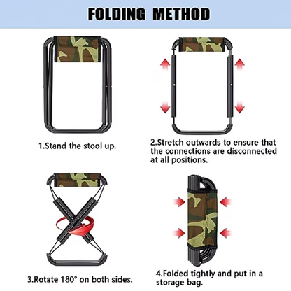 Camouflage Camping Stool | Folding Lightweight Portable Iron Stool, Small Folding Chair