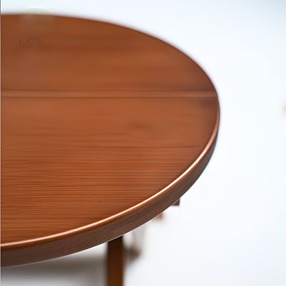 A portable folding round stool, suitable for travel, fishing, leisure, and bamboo use.