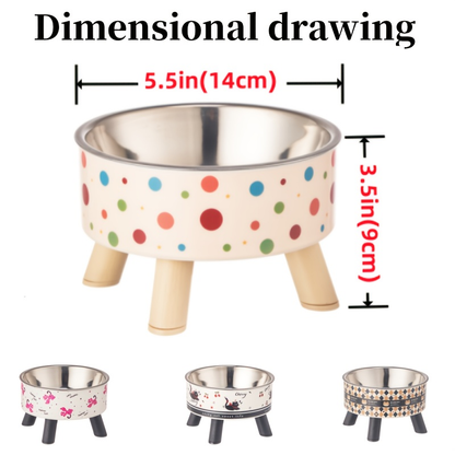 Stainless steel feeder with non-slip base, 13.5 oz. Suitable for cats and small dogs.